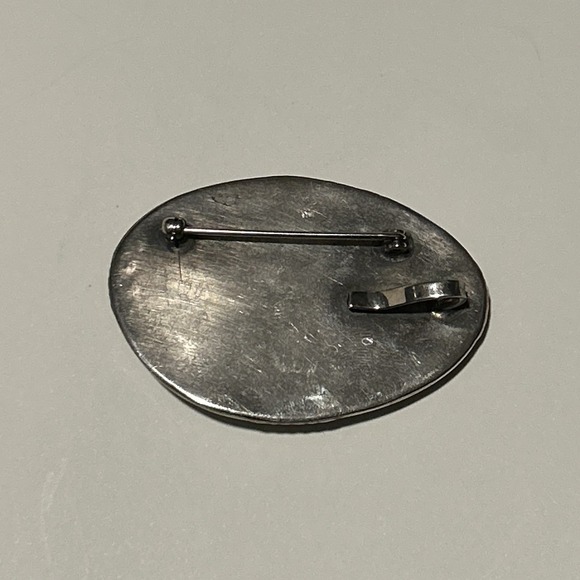 Vintage Handmade Royston Turquoise Navajo Silver Pendant Brooch Unmarked 1.5x2in - Picture 4 of 7